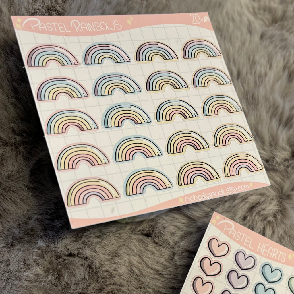 Stickerbögen - Herzen & Regenbögen