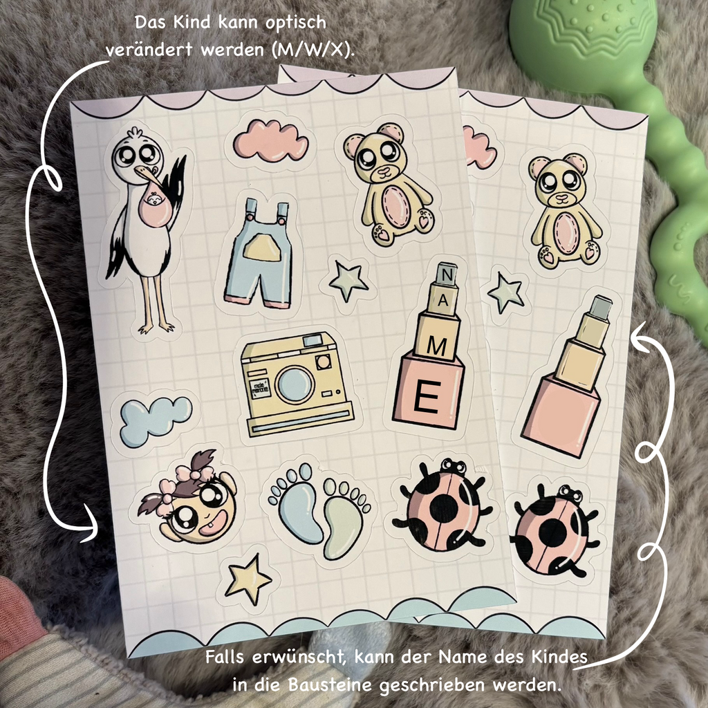 Stickerbögen - Babyparty