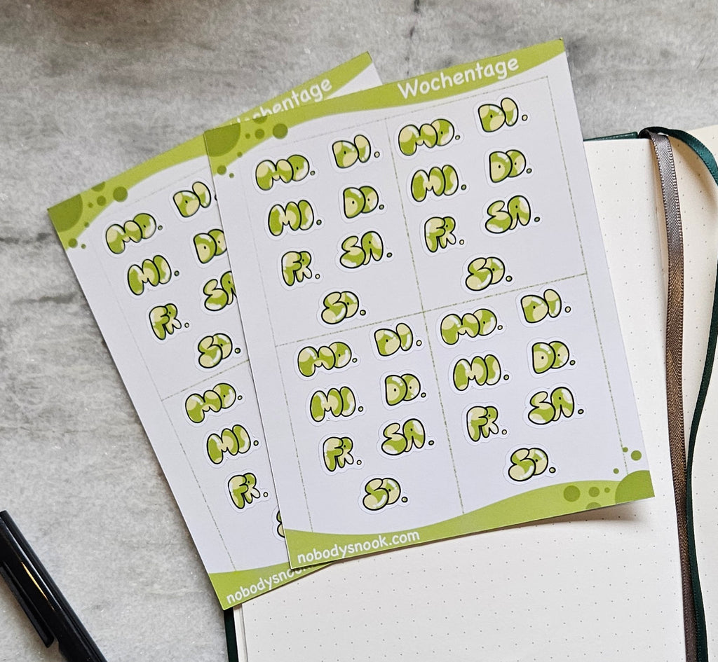 Stickerbogen - Wochentage