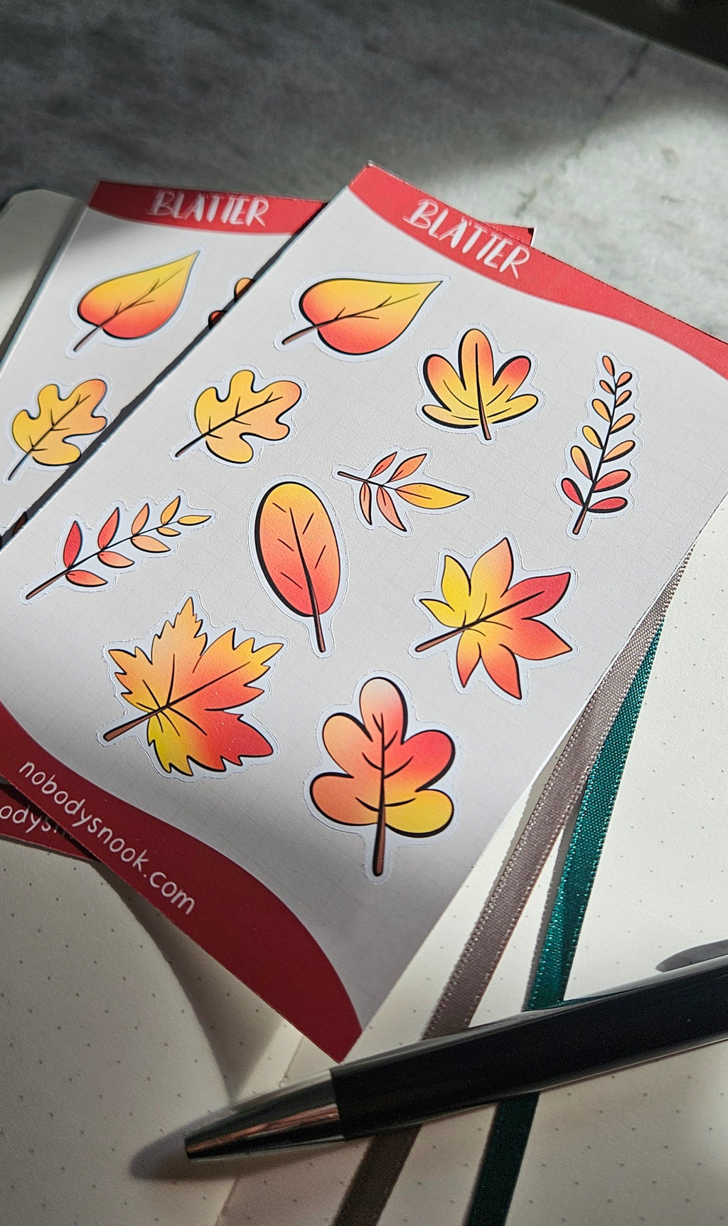 Stickerbogen - Blätter (rot)