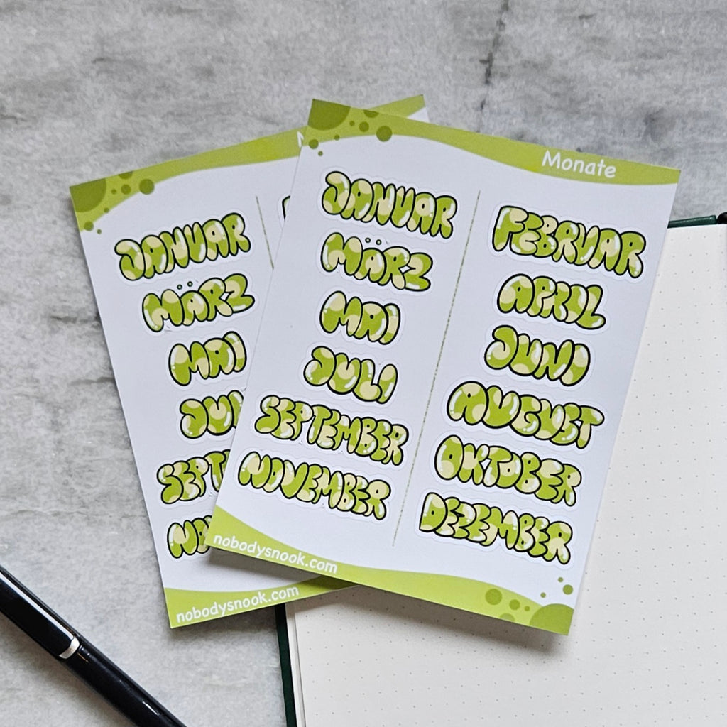 Stickerbogen - Monate