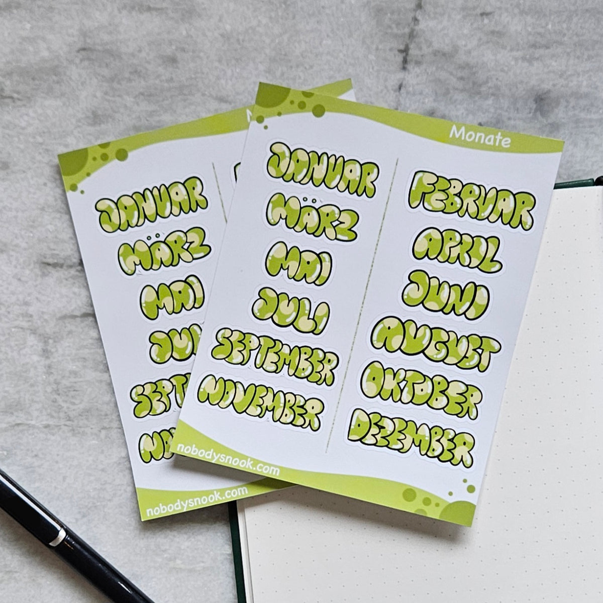 Stickerbogen - Monate